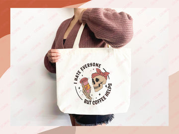 Funny Canvas Tote Bag Coffee Lover Bag Coffee Gift Everyday Tote Eco Friendly Tote Shopper Reusable Grocery Bag Cute School Bag Gift for Her