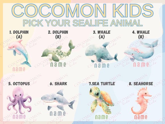 Custom Name Tote Bag Kids Sea life Shark Dolphin Turtle Gift Daycare Diaper Bag Personalized Name Back to School Bag for Kids Kindergarten