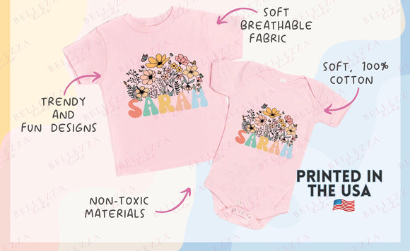 Custom Kids' T-Shirt Infant Bodysuit New Born Gift Personalized Name Kids Gift Children's Shirt Toddler Tshirt Customized Gift for Girls 012