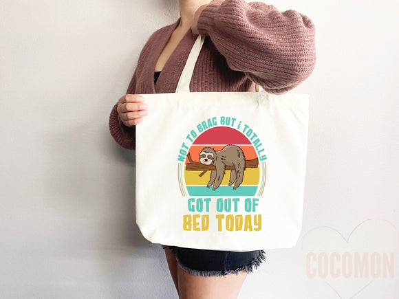 Sloth Canvas Tote Bag Funny Sloth Lover Gift Tote Bag Everyday Tote Eco Friendly Hiker Gift Tote Hiking Reusable Grocery Bag Cute Bag Animal