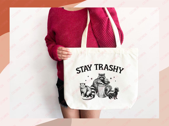 Raccoon Canvas Tote Bag Funny Raccoon Lover Gift Tote Bag Everyday Tote Eco Friendly Tote Shopper Gift Tote Reusable Grocery Bag Cute Bag