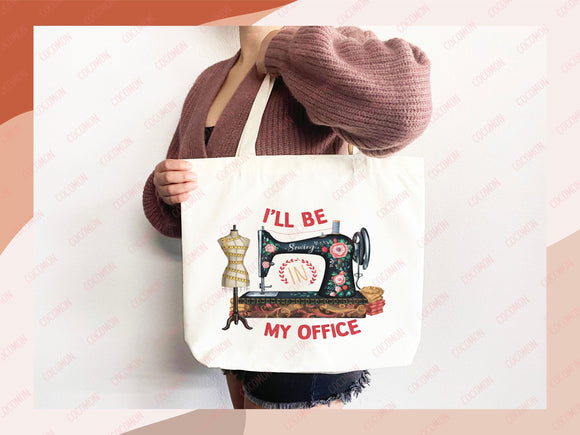 Sewing Lover Canvas Tote Bag Funny Gift Sewing Bag Knit Everyday Tote Eco Friendly Gift Tote Shopper Reusable Grocery Bag Cute Aesthetic Bag