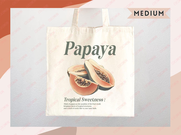 Papaya Canvas Tote Bag Farmers Market Tote Bag Gift Tote Shopper Bag Everyday Tote Eco Friendly Tote Reusable Grocery Bag Cute Summer Bag