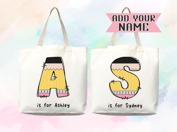 Personalized Name Tote Bag Custom Name Tote Bag Custom Tote Shopper Womens Bag Customized Name Gift For Her Kids Bag School Bag For Kids