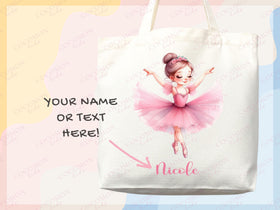 Personalized Name Tote Bag Ballerina Ballet Gift Daycare Diaper Bag Custom Tote Customized Name Back to School Bag for Kids Bag Kindergarten
