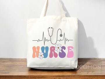 Nurse Canvas Tote Bag Nursing Bag Registered Nurse Gift for Her Women Bag Everyday Tote Eco Friendly Gift Tote Shopper Reusable Grocery Bag