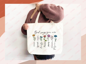 Faith Tote Bag Christian Tote Bag Gift Religious Scripture Gift Bible Verse Christian Girl Gift Church Sunday School Bag Campus Tote Shopper