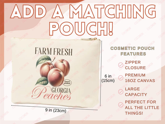 Peaches Canvas Tote Bag Farmers Market Tote Bag Gift Tote Shopper Bag Everyday Tote Eco Friendly Tote Reusable Grocery Bag Cute Summer Bag