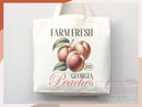 Peaches Canvas Tote Bag Farmers Market Tote Bag Gift Tote Shopper Bag Everyday Tote Eco Friendly Tote Reusable Grocery Bag Cute Summer Bag