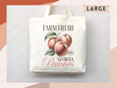 Peaches Canvas Tote Bag Farmers Market Tote Bag Gift Tote Shopper Bag Everyday Tote Eco Friendly Tote Reusable Grocery Bag Cute Summer Bag