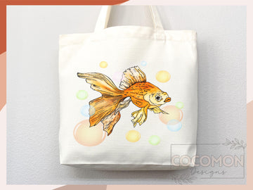 Goldfish Canvas Tote Bag Goldfish Lover Gift Tote Bag Everyday Tote Eco Friendly Aesthetic Tote Shopper Reusable Grocery Bag Cute Bag Animal