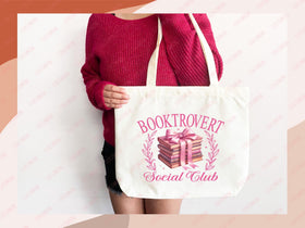 Book Lovers Tote Booktrovert Tote Bag Gift for Book Lover Bookworms Gift For Teachers Readers' Tote Shopper Library Bag School aesthetic bag