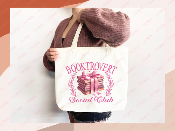 Book Lovers Tote Booktrovert Tote Bag Gift for Book Lover Bookworms Gift For Teachers Readers' Tote Shopper Library Bag School aesthetic bag