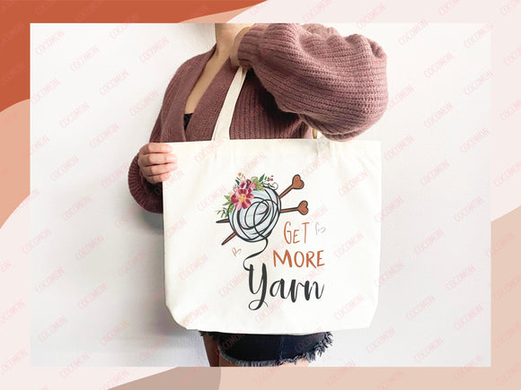 Knitting Lover Canvas Tote Bag Funny Knitting Bag Knit Everyday Tote Eco Friendly Gift Tote Shopper Reusable Grocery Bag Cute Aesthetic Bag