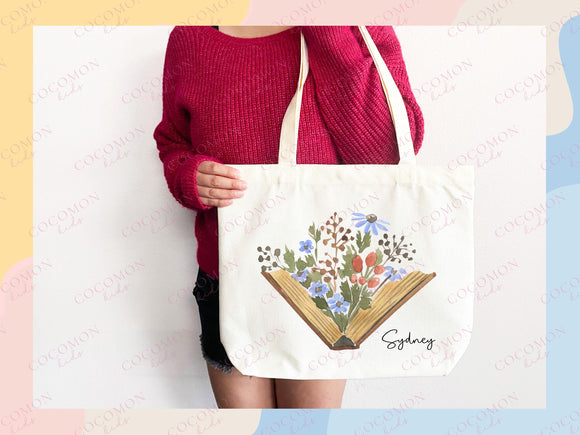 Personalized Name Tote Bag Custom Name Tote Bag Custom Tote Shopper Library Bag Customized Name Gift For Her Kids Bag School Bag For Kids