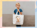 Teddy Bear Personalized Name Tote Bag Kids Cute Gift Daycare Diaper Bag Library Custom Name Tote Back to School Bag for Kids Kindergarten
