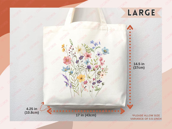Floral Tote Bag flower tote canvas wildflower bag eco friendly bag aesthetic tote bag reusable bag gift for plant lover tote flower bag cute