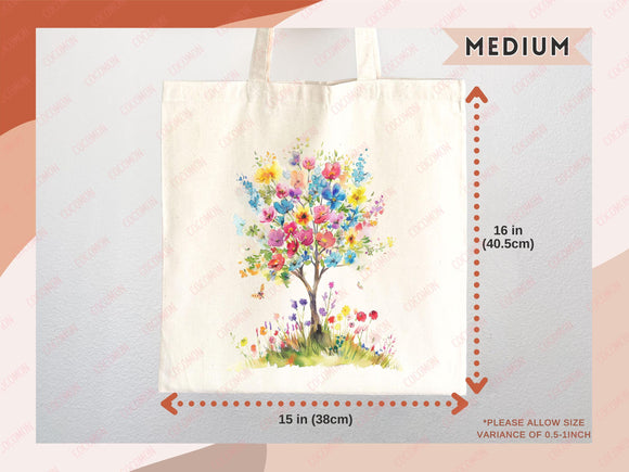 Floral Tote Bag flower tote canvas wildflower bag eco friendly bag aesthetic tote bag reusable bag gift for plant lover tote flower bag cute