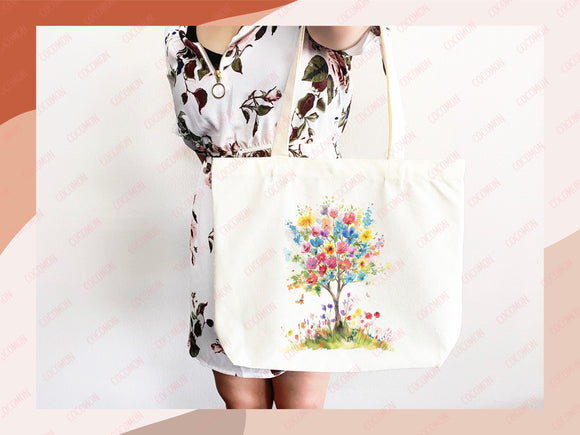 Floral Tote Bag flower tote canvas wildflower bag eco friendly bag aesthetic tote bag reusable bag gift for plant lover tote flower bag cute