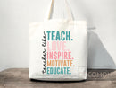 Teacher Appreciation Gift Tote Bag Canvas Custom Teacher Gift Personalized School Bag Gifted Teacher Tote Reusable Bag School Campus Bag