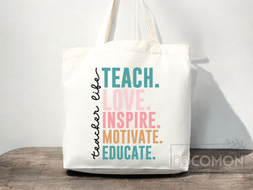 Teacher Appreciation Gift Tote Bag Canvas Custom Teacher Gift Personalized School Bag Gifted Teacher Tote Reusable Bag School Campus Bag