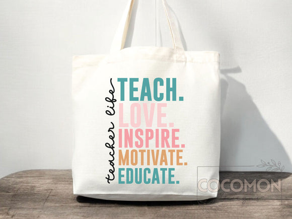 Teacher Appreciation Gift Tote Bag Canvas Custom Teacher Gift Personalized School Bag Gifted Teacher Tote Reusable Bag School Campus Bag