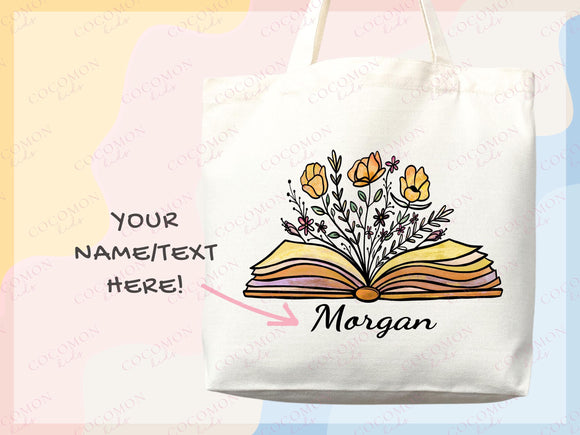 Customized Name Tote Bag Floral Tote Bag Personalized Name Bag Custom Name Tote Bag Custom Gift Bridesmaids Bag Gift Tote Shopper Women Bag