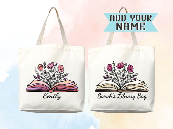 Customized Name Tote Bag Floral Tote Bag Personalized Name Bag Custom Name Tote Bag Custom Gift Bridesmaids Bag Gift Tote Shopper Women Bag