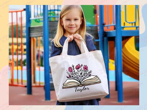 Customized Name Tote Bag Floral Tote Bag Personalized Name Bag Custom Name Tote Bag Custom Gift Bridesmaids Bag Gift Tote Shopper Women Bag