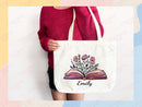 Customized Name Tote Bag Floral Tote Bag Personalized Name Bag Custom Name Tote Bag Custom Gift Bridesmaids Bag Gift Tote Shopper Women Bag