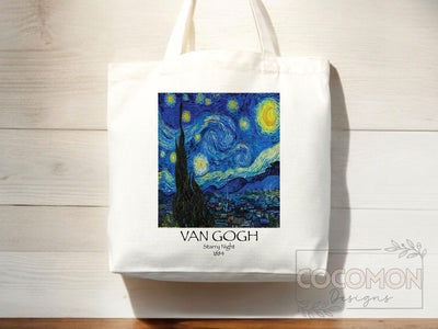Van Gogh Tote Bag Artsy Bag Van Gogh Shoulder Bag Van Gogh School Tote Eco Friendly Aesthetic Tote Shopper Reusable Grocery Bag Gift for Her