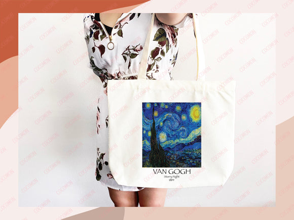Van Gogh Tote Bag Artsy Bag Van Gogh Shoulder Bag Van Gogh School Tote Eco Friendly Aesthetic Tote Shopper Reusable Grocery Bag Gift for Her