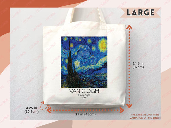 Van Gogh Tote Bag Artsy Bag Van Gogh Shoulder Bag Van Gogh School Tote Eco Friendly Aesthetic Tote Shopper Reusable Grocery Bag Gift for Her