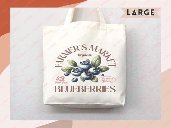 Blueberry Canvas Tote Bag Farmers Market Tote Bag Gift Tote Shopper Bag Everyday Tote Eco Friendly Bag Tote Reusable Grocery Bag Cute Bag
