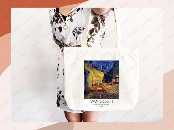 Van Gogh Tote Bag Artsy Bag Van Gogh Shoulder Bag Van Gogh School Tote Eco Friendly Aesthetic Tote Shopper Reusable Grocery Bag Gift for Her