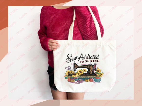 Sewing Lover Canvas Tote Bag Funny Gift Sewing Bag Knit Everyday Tote Eco Friendly Gift Tote Shopper Reusable Grocery Bag Cute Aesthetic Bag