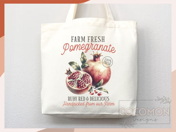 Pomegranate Canvas Tote Bag Farmers Market Tote Bag Gift Tote Shopper Bag Everyday Tote Eco Friendly Tote Reusable Grocery Bag Summer Bag