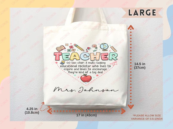 Teacher Appreciation Gift Tote Bag Canvas Custom Teacher Gift Personalized School Bag Gifted Teacher Tote Reusable Bag School Campus Bag