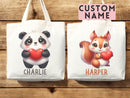 Personalized Name Tote Bag Zoo Animal Bag Safari Gift Daycare Diaper Bag Custom Name Tote Name Back to School Bag for Kids Kindergarten Bag