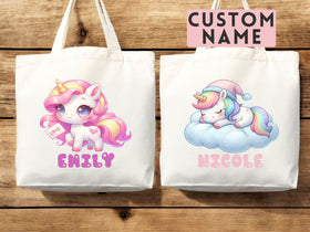 Unicorn Tote Bag — Personalized Gift (078)