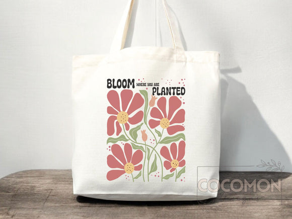 Floral Tote Bag flower tote canvas wildflower bag eco friendly bag aesthetic tote bag reusable bag gift for plant lover tote flower bag cute