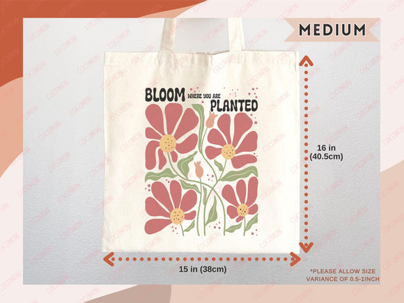 Floral Tote Bag flower tote canvas wildflower bag eco friendly bag aesthetic tote bag reusable bag gift for plant lover tote flower bag cute