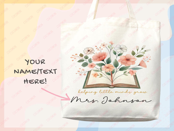 Teacher Appreciation Gift Tote Bag Canvas Custom Teacher Gift Personalized School Bag Gifted Teacher Tote Reusable Bag School Campus Bag