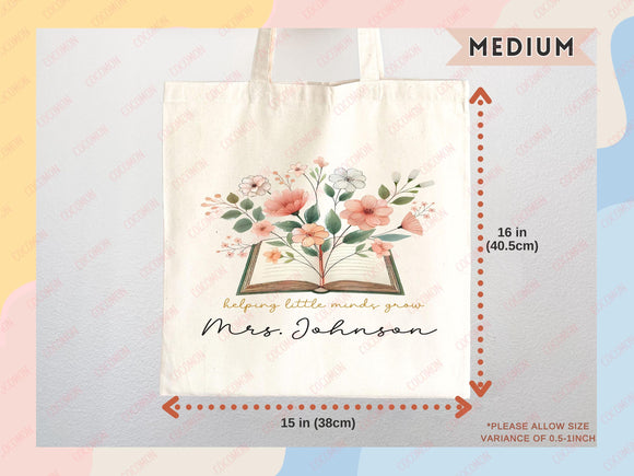 Teacher Appreciation Gift Tote Bag Canvas Custom Teacher Gift Personalized School Bag Gifted Teacher Tote Reusable Bag School Campus Bag