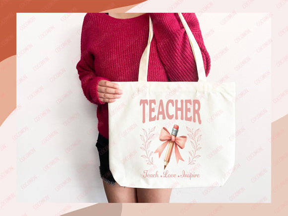Teacher Appreciation Gift Tote Bag Canvas Custom Teacher Gift Personalized School Bag Gifted Teacher Tote Reusable Bag School Campus Bag