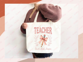 Teacher Appreciation Gift Tote Bag Canvas Custom Teacher Gift Personalized School Bag Gifted Teacher Tote Reusable Bag School Campus Bag