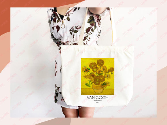 Van Gogh Tote Bag Artsy Bag Van Gogh Shoulder Bag Van Gogh School Tote Eco Friendly Aesthetic Tote Shopper Reusable Grocery Bag Gift for Her