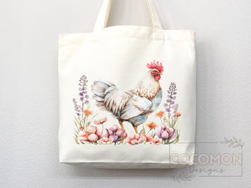 Chicken Canvas Tote Bag Funny Chicken Lover Gift Tote Bag Everyday Tote Eco Friendly Campus Tote Reusable Grocery Bag Cute Bag Aesthetic Bag