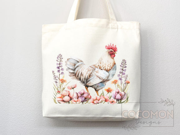 Chicken Canvas Tote Bag Funny Chicken Lover Gift Tote Bag Everyday Tote Eco Friendly Campus Tote Reusable Grocery Bag Cute Bag Aesthetic Bag