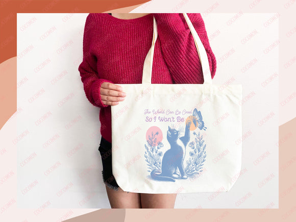 Cat Tote Bag Cat Lover Gift For Mom Cute Funny Canvas Tote Bag Animal Lover Reusable Bag Aesthetic Tote Shopper Women's Tote School Bag Tote